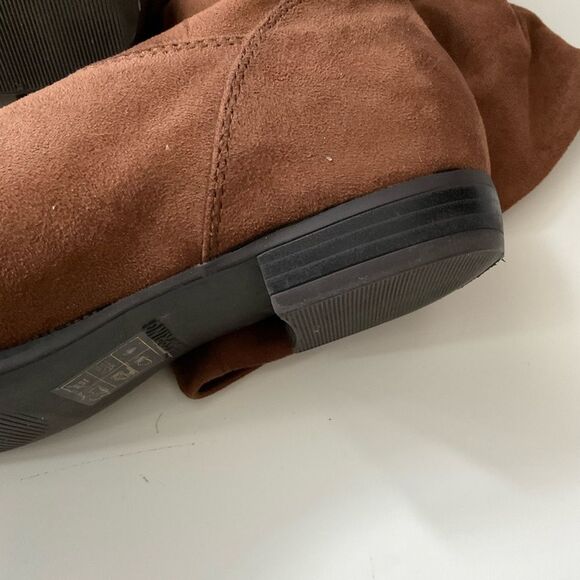 CALL IT SPRING Brown Faux Leather  Suede Slouch Boots Size 6.5 - Picture 5 of 9